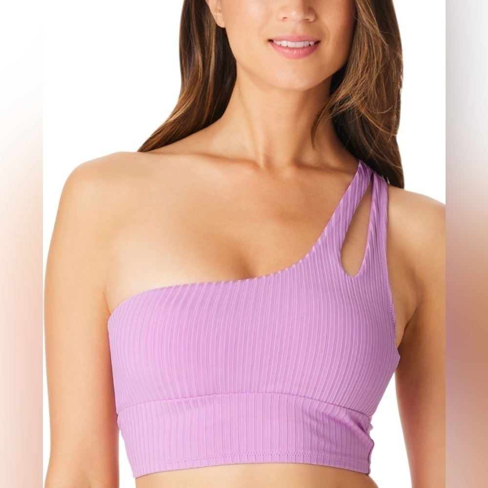 Sanctuary ribbed cutout bikini top one shoulder XL petal